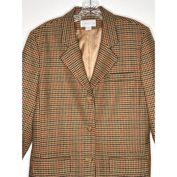 Vintage Saks Fifth Avenue Folio Houndstooth Wool Blazer USA large - Picture 3 of 15